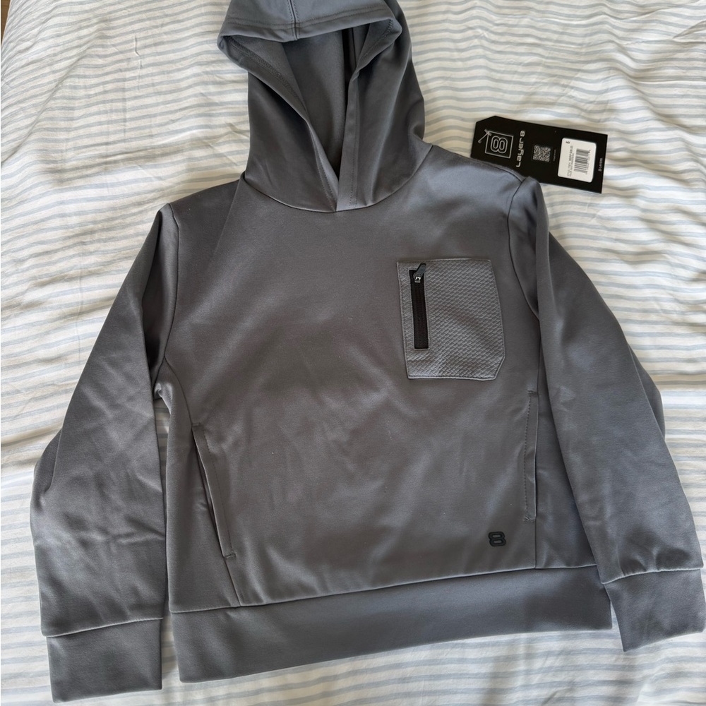 Layer 8 Silver Hooded Sweatshirt with Zipper Pocket
